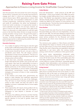 Raising Farm Gate Prices Cocoa Barometer Consultation Paper