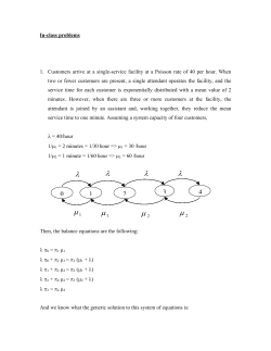Solution of in-class problems on queueing processes
