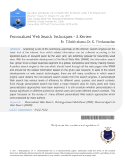 Personalized Web Search Techniques - A Review