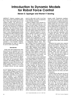 Introduction to Dynamic Models for Robot Force Control