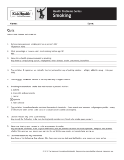 Answer Key: Smoking - KidsHealth in the Classroom