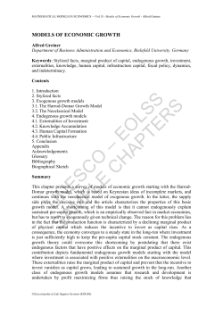 Models of Economic Growth