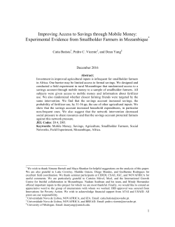 Improving Access to Savings through Mobile Money: Experimental