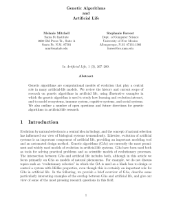 Genetic algorithms and artificial life.
