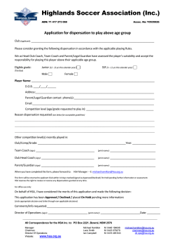 HSA - Application for dispensation to play above age