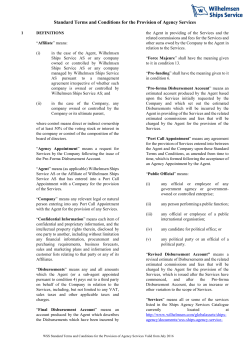 Standard Terms and Conditions for the Provision of Agency Services