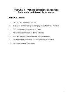 MODULE 4 &ndash; Vehicle Emissions Inspection, Diagnostic and Repair