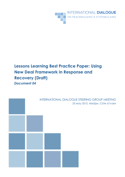 Lessons Learning Best Practice Paper: Using New Deal Framework