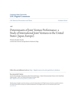 Determinants of Joint Venture Performance: a Study of International