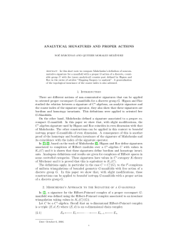 Analytical Signatures and proper actions.