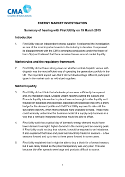 Summary of hearing with First Utility on 19 March 2015