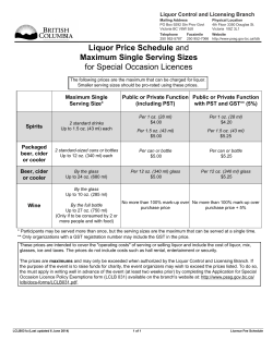 LCLB031A - Liquor Price Schedule and Maximum Single Serving