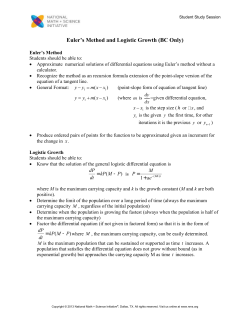 Euler`s Method and Logistic Growth (BC Only)