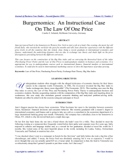 Burgernomics: An Instructional Case On The Law Of One Price
