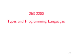 263-2200 Types and Programming Languages