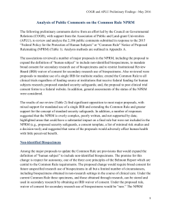 Analysis of Public Comments on the Common Rule NPRM