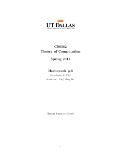 CS6382 Theory of Computation Spring 2014 Homework #3