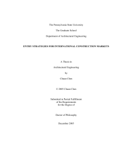 Entry Strategies For International Construction Markets