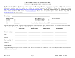 1050 Pre-qualification Form - Kansas Department of Transportation