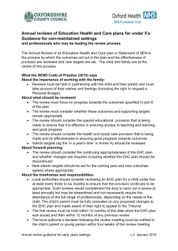 Annual reviews of Education Health and Care plans for under 5`s
