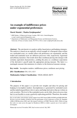 An example of indifference prices under