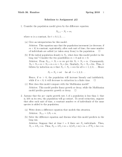 Math 36. Rumbos Spring 2010 1 Solutions to Assignment #2 1