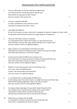 percentages past paper questions