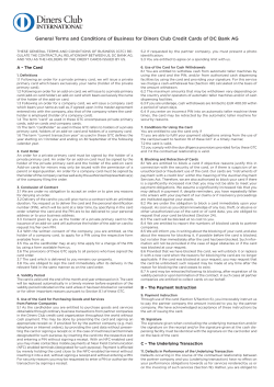 General Terms and Conditions of Business for Diners Club Credit