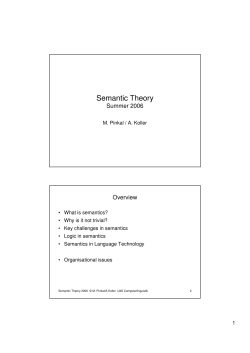 Semantic Theory - coli.uni