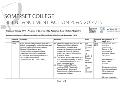 Produced January 2015 &ndash; Progress to be reviewed by Academic
