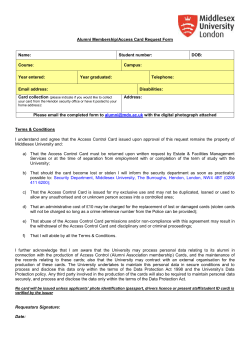 Alumni Membership/Access Card Request Form Name: Student