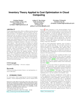 Inventory Theory Applied to Cost Optimization in Cloud Computing