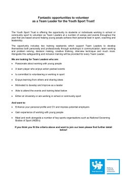 Person specification: Team Leader