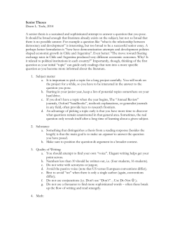 Guide for writing a Senior Thesis