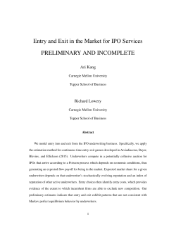 Entry and Exit in the Market for IPO Services PRELIMINARY AND
