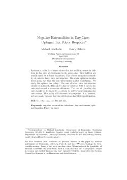Negative Externalities in Day Care: Optimal Tax Policy