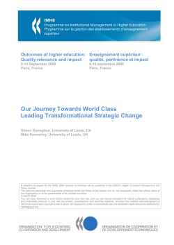 Our Journey Towards World Class Leading