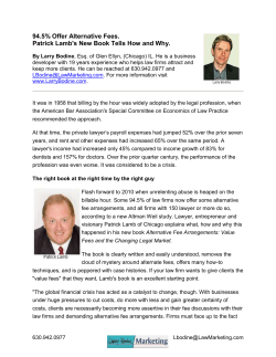 94.5% Offer Alternative Fees. Patrick Lamb`s New Book Tells How