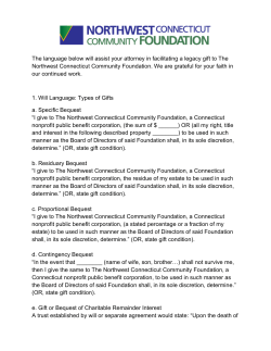Sample Bequest Language - Northwest Connecticut Community