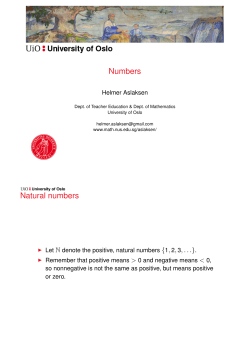 Numbers Natural numbers