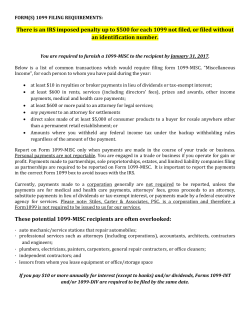 There is an IRS imposed penalty up to $500 for each 1099 not filed