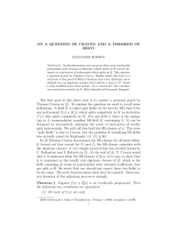 ON A QUESTION OF CRAVEN AND A THEOREM OF BELYI The