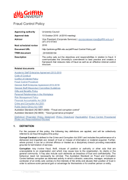 Fraud Control Policy - Griffith Policy Library