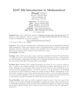 MAT 234 Introduction to Mathematical Proof
