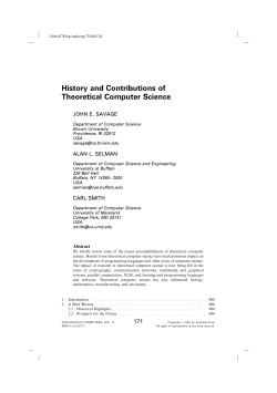 History and Contributions of Theoretical Computer