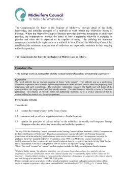 Competencies for Entry - Midwifery Council of New Zealand