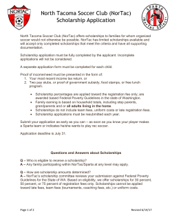 North Tacoma Soccer Club (NorTac) Scholarship Application