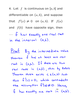 4. Let f is continuous on [a, b] and differentiable on (a, b), and