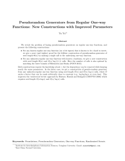 Pseudorandom Generators from Regular One