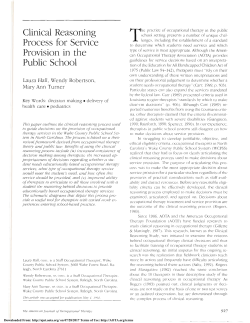Clinical Reasoning Process for Service Provision in the Public School